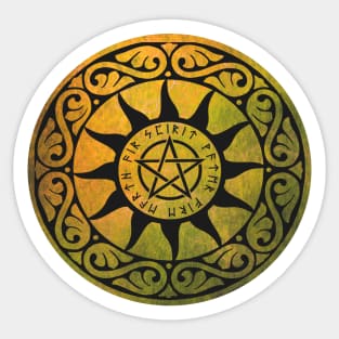 Five Elements Magical Pentacle - Orange Version Sticker